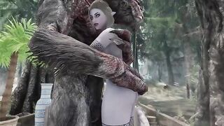 Dark Elf Gets Her Cunt Railed By a Skyrim Troll