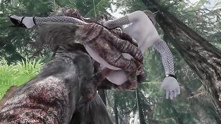 Dark Elf Gets Her Cunt Railed By a Skyrim Troll