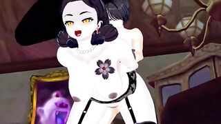 Tall vampire Lady Dimitrescu gets her pussy railed in doggy style in this hot hentai scene