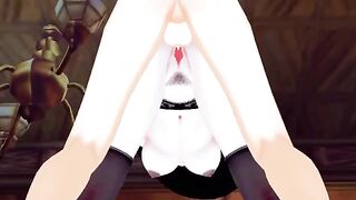 Tall vampire Lady Dimitrescu gets her pussy railed in doggy style in this hot hentai scene