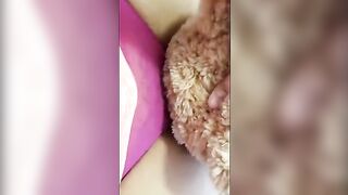 Horny girl fucks her favorite teddy bear passionately