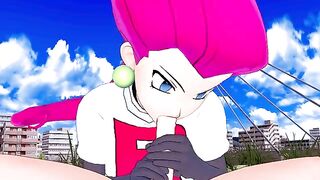 Jessie Team Rocket seduces a Pokémon trainer to fuck