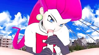 Jessie Team Rocket seduces a Pokémon trainer to fuck