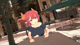 Hentai with a girl who is having fun with an invisible partner