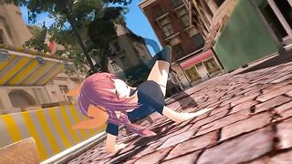 Hentai with a girl who is having fun with an invisible partner