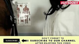 Two petite teens get fucked by a horny doctor in a steamy threesome