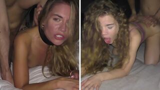 Petite babes Eveline Dellai and Sabrina Spice in a rough session