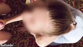 A cute girl has sex in yoga pants and gets cum in her mouth