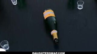 Spin the bottle game turns into a steamy foursome with stepdads