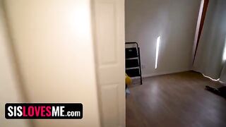 Girl interrupted while showing her pussy on the camera