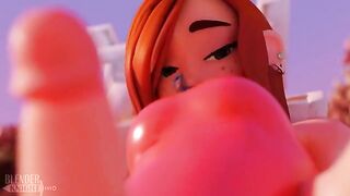 Wendy takes a dipper by the pool in this hot Blender animation
