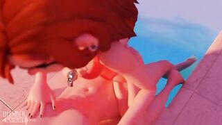Wendy takes a dipper by the pool in this hot Blender animation
