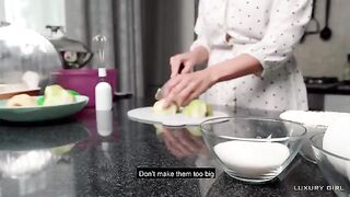 Luxury Girl prepares American pie for her loved one