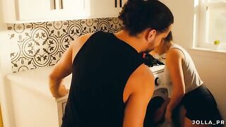 The husband rewarded his wife with passionate sex for doing chores