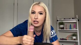 Tiny blonde beauty gets smashed in doggy after winning a trophy