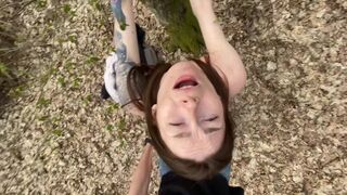 The wife cheated on her husband with a forester outdoors