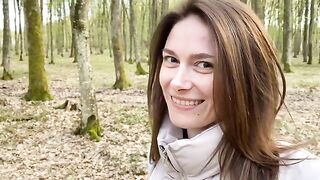 The wife cheated on her husband with a forester outdoors