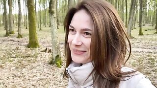 The wife cheated on her husband with a forester outdoors