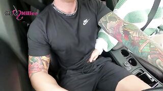 My slutty wife deepthroats my cock while driving in public