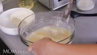 Hot stepmom Florane Russell spanks and eats pussy of her stepdaughter Jenny Wild in the kitchen