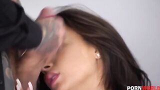 Latina model gets her pink pussy smashed by photographers’ cock