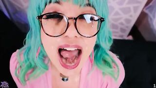 Massive fat nut facials, sticky with jizz, showcasing Little Puck’s wild energy