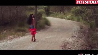 Spanish babe Alexa Tomas gets her pussy drenched in public before giving a blowjob