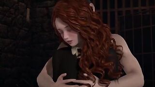 Hermione Granger and Harry Potter are having fun on the third floor of Hogwarts