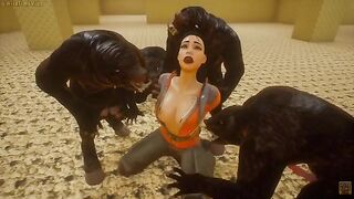Furry game with a hot woman in a backroom scene