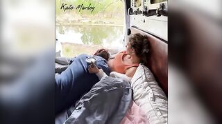 Camping fun with a hot brunette and a vibrator - Kate Marley