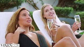 A beautiful and passionate foursome sex with dream girls Agatha, Freya, and Lika