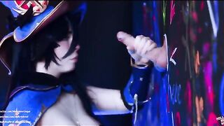 Astrologer Mona farms Mora to pay her debts in this unique cosplay scene