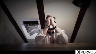 Two insatiable step-sisters are sharing their sex slave in a steamy FFM threesome