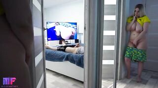 The stepdaughter continued to spy on her stepfather in a provocative scenario