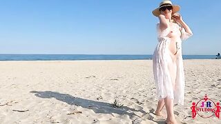 A couple has sex for the first time on a public nude beach