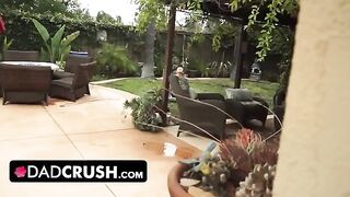 Fit girl lets pervert stepdad finger and fuck her pussy by the pool