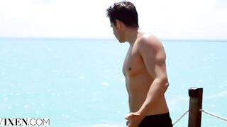 Petite brunette Gianna Dior stuck on desert island, has intense sex in stunning HD