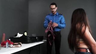 The agent found a toy in the bag of a naughty traveler