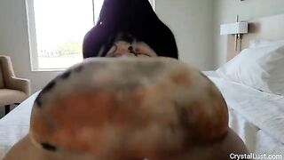 Naughty IG model invites Papi over to her hotel room to cum on her big Latin booty