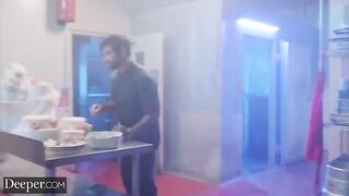 The baker competed for a prize, showcasing her skills in a steamy kitchen encounter