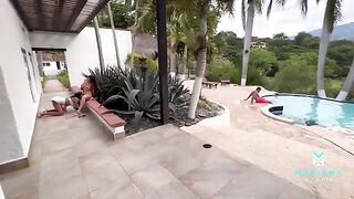 I had sex with my boyfriend and his stepsister in the swimming pool