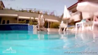 A girl is having fun with a stranger on her vacation