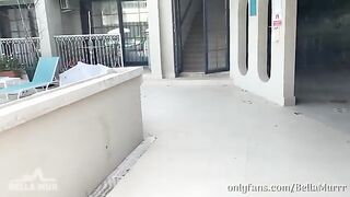 A girl is having fun with a stranger on her vacation