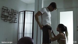 The Personal Trainer and the Client in a steamy session for real passion
