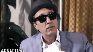 The tattooed MILFs thank their dirty grandfather with sex on the table