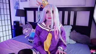 The slutty stepsister Shiro loses at rock, paper, and scissors, so she has to ride his dick