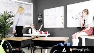 The teacher gave a lesson to two naughty students, including the stunning Lily Larimar