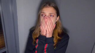 We fucked in the stairwell while parents were at home - Cum in panties and put them on - POV 4K