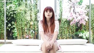Redhead with a stunning figure strives to secure a modeling contract during her audition