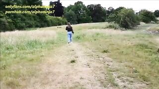 Babe fucked in the park by a stranger and receives a cumshot
